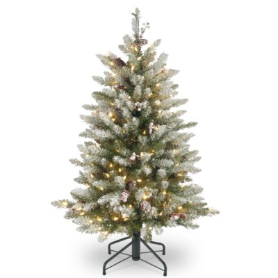 National Tree Company National Tree 4 .5' Dunhill® Fir Tree with Snow, Red Berries, Cones & 450 Clear Lights