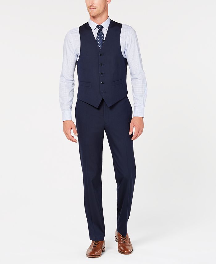 Club Room Men's Classic-Fit Stretch Navy Twill Vested Suit, Created for ...