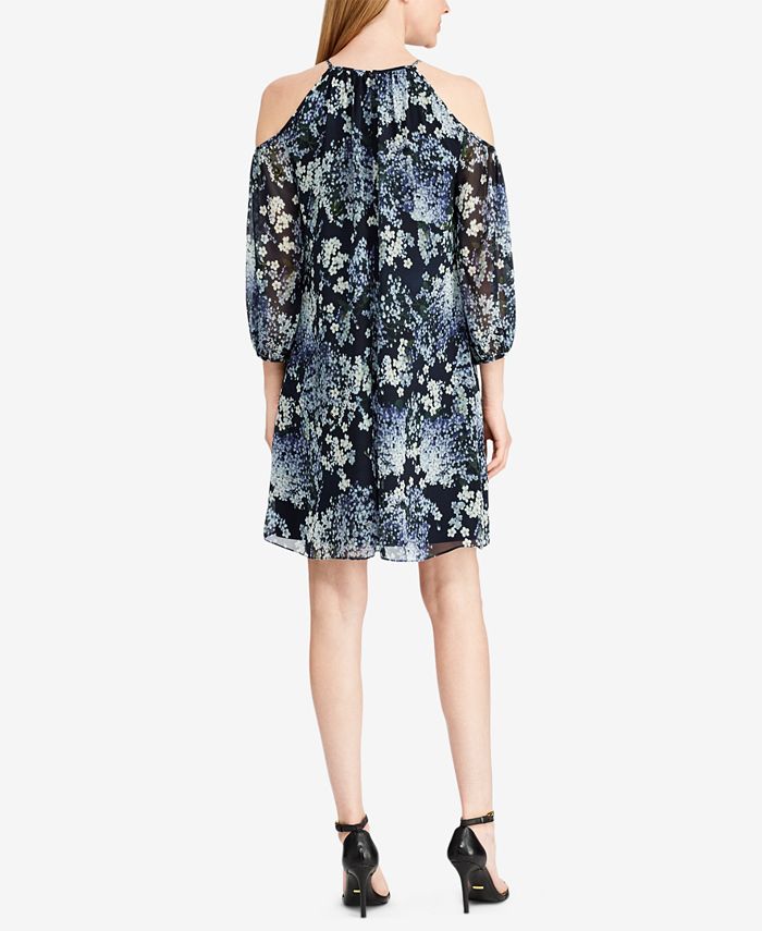 American Living Floral-Print Georgette Cold-Shoulder Dress - Macy's