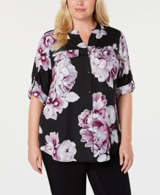 Calvin Klein - Plus Size Printed Button-Front Shirt