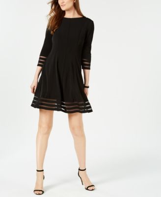 Jessica Howard - Petite Shadow-Stripe Fit & Flare Dress