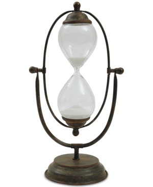 3r Studio Decorative Metal & Glass Hourglass In Gray