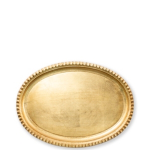 Vietri Florentine Wooden Accessories Gold Small Oval Tray In Gold