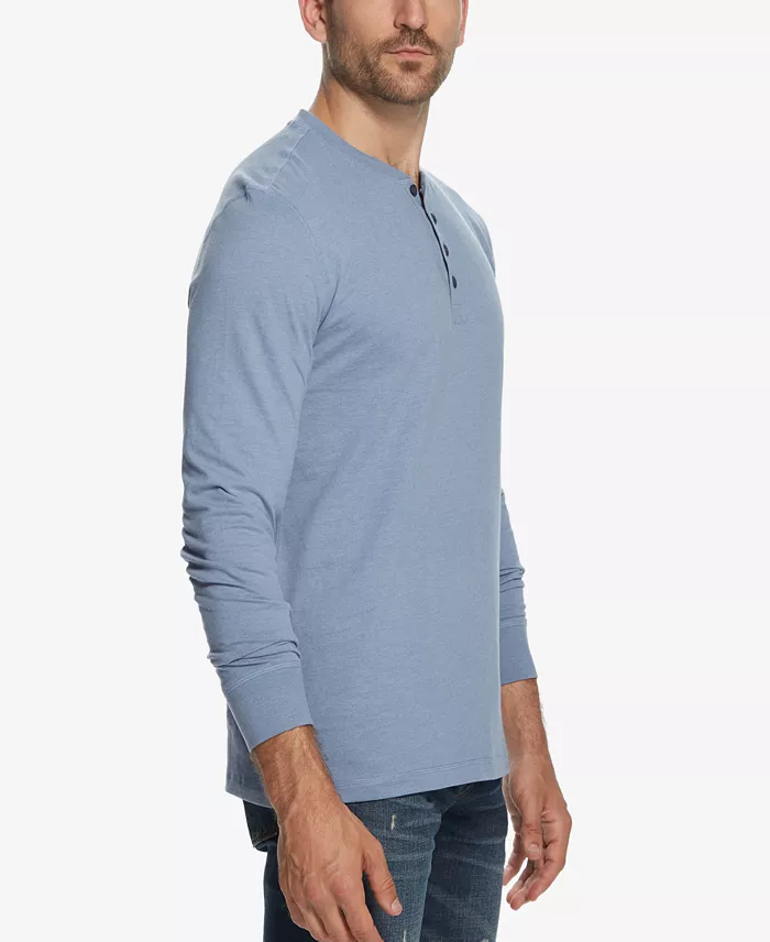 Men's Long Sleeve Brushed Jersey Henley T-shirt - thumbnail 2
