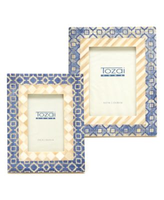 Two's Company - Patterns Set of 2 Blue, Beige Patterned Photo Frames Includes 2 sizes