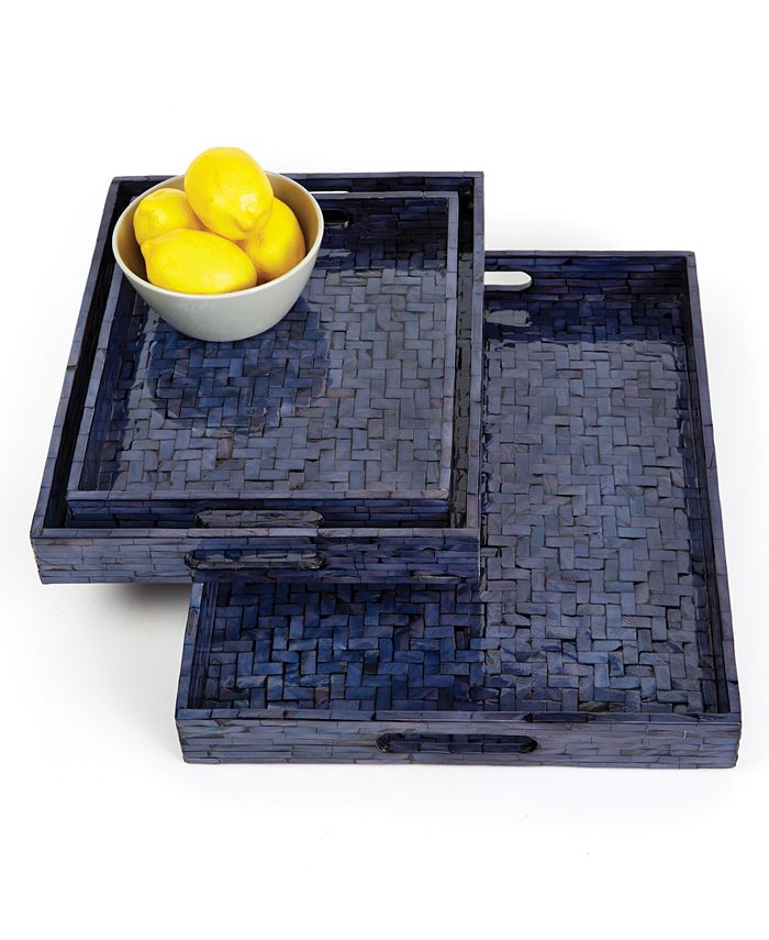 Two's Company Shimmering Gallery Trays, Set of 3 Macy's