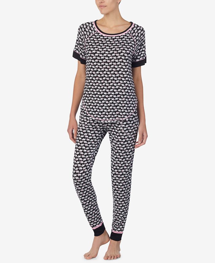 Layla Printed Contrast-Trim Pajama Set - Macy's