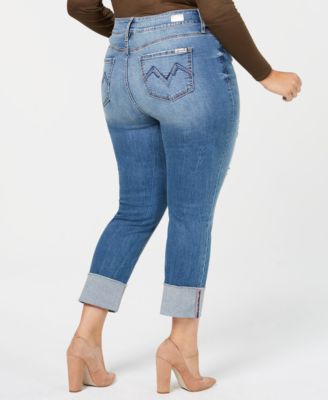 Seven7 Jeans Trendy Plus Size Cuffed Slim-Straight-Leg Jeans
