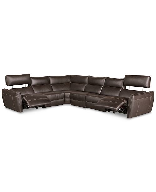 Furniture Closeout Fanna 6 Pc Leather Sectional With 2 Power
