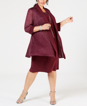 R & M Richards Plus Size Shift Dress & Metallic Jacket