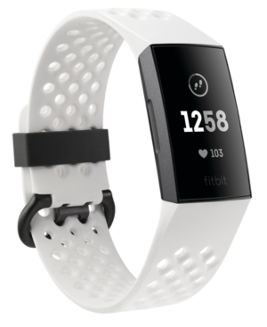 Fitbit Charge 3 Unisex Interchangeable White & Black Silicone Strap Touchscreen Smart Watch 22.7mm - A Special Edition