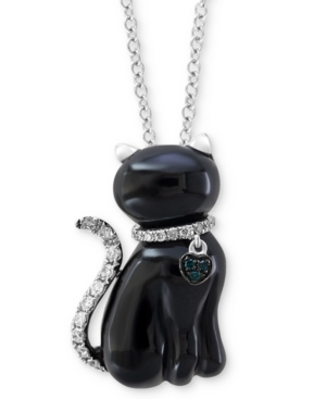 image of Effy Onyx (19 x 10mm) & Diamond (1/10 ct. t.w.) 18