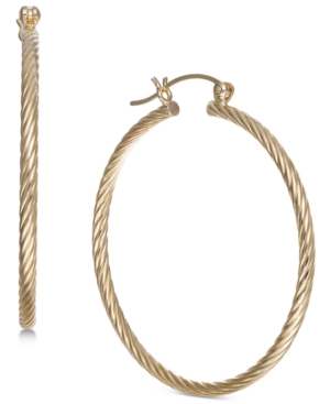 image of Corrugated Medium Hoop Earrings in 14k Gold