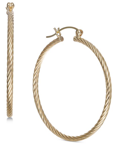 Macy's Corrugated Medium Hoop Earrings in 14k Gold & Reviews - Earrings ...