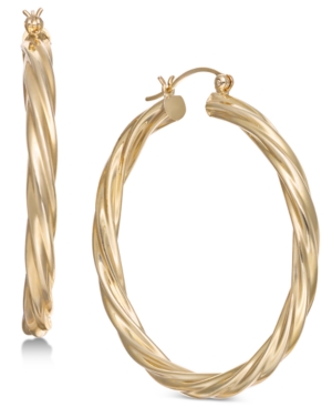 image of Large Twist Hoop Earrings in 14k Gold