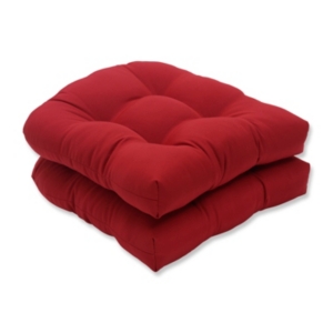Pillow Perfect Fresco 19" X 19" Outdoor Chair Pad Seat Cushion 2-pack In Red