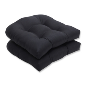 Pillow Perfect Fresco 19" X 19" Outdoor Chair Pad Seat Cushion 2-pack In Black