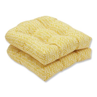 Pillow Perfect - Herringbone Egg Yolk Wicker Seat Cushion (Set of 2)