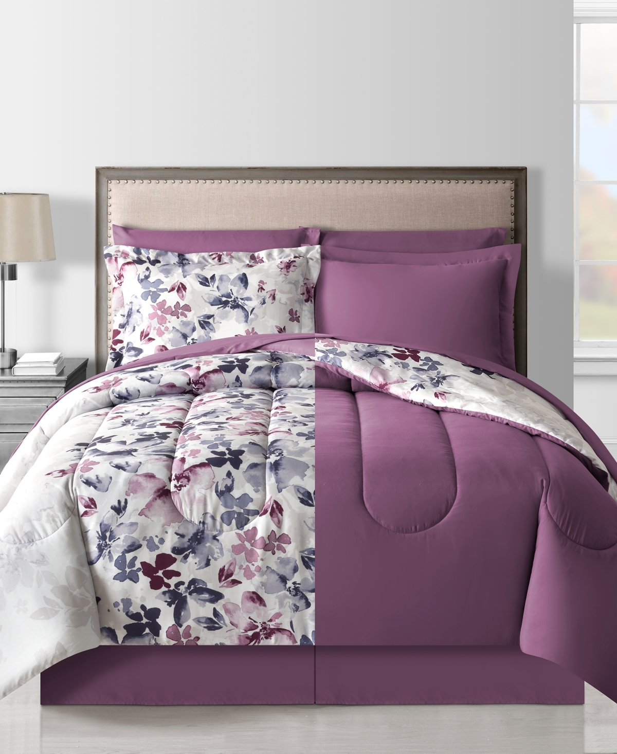 Shop Fairfield Square Collection Monica 8 Pc. Comforter Sets, Created For Macy's In Purple