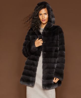 reversible fur coat with hood