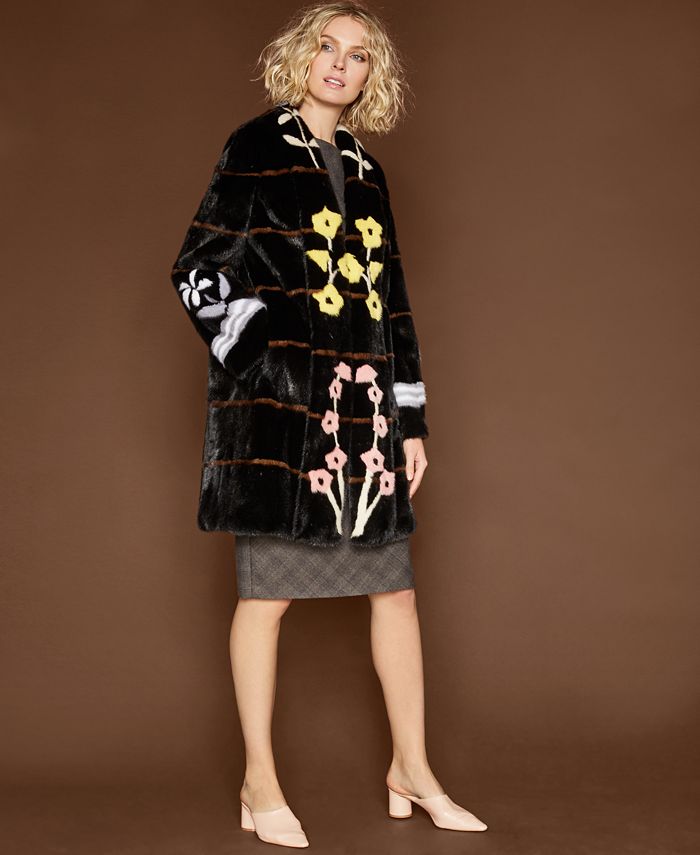 The Fur Vault Floral-Intarsia Mink Fur Coat - Macy's