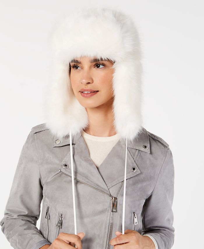 DKNY Solid Faux-Fur Trapper Hat, Created for Macy's - Macy's