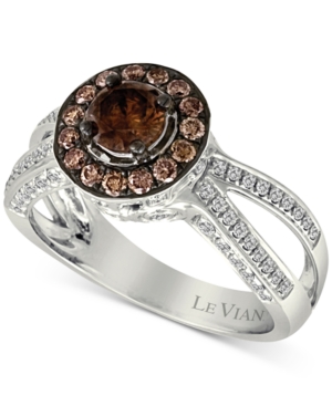 image of Le Vian Chocolatier Diamond Halo (1-1/10 ct. t.w.) Ring in 14k White Gold