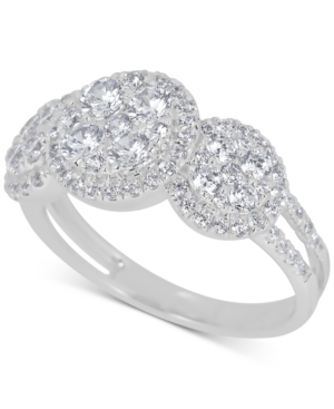 image of Diamond Halo Trio Cluster Ring (1-3/8 ct. t.w.) in 14k White Gold