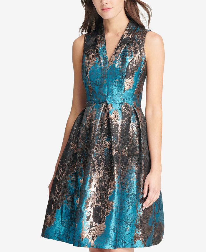 Vince Camuto Metallic Jacquard Fit & Flare Dress & Reviews Dresses