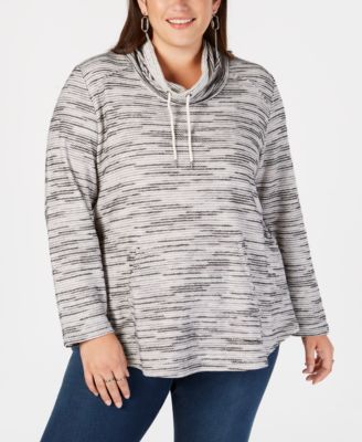 Style & Co - Plus Size Space-Dyed Cowl-Neck Sweatshirt