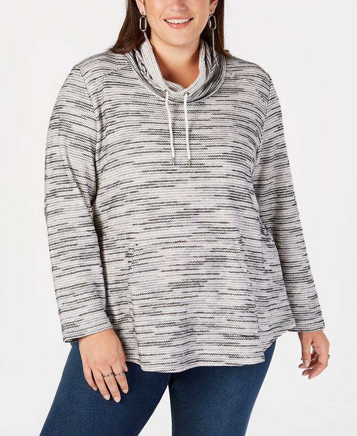 Style & Co Plus Size Space-Dyed Cowl-Neck Sweatshirt, Created for Macy ...