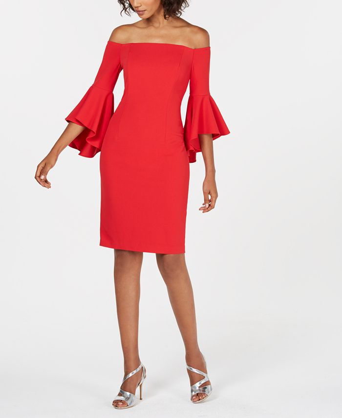 Calvin Klein Petite Off-The-Shoulder Sheath Dress & Reviews - Dresses -  Petites - Macy's