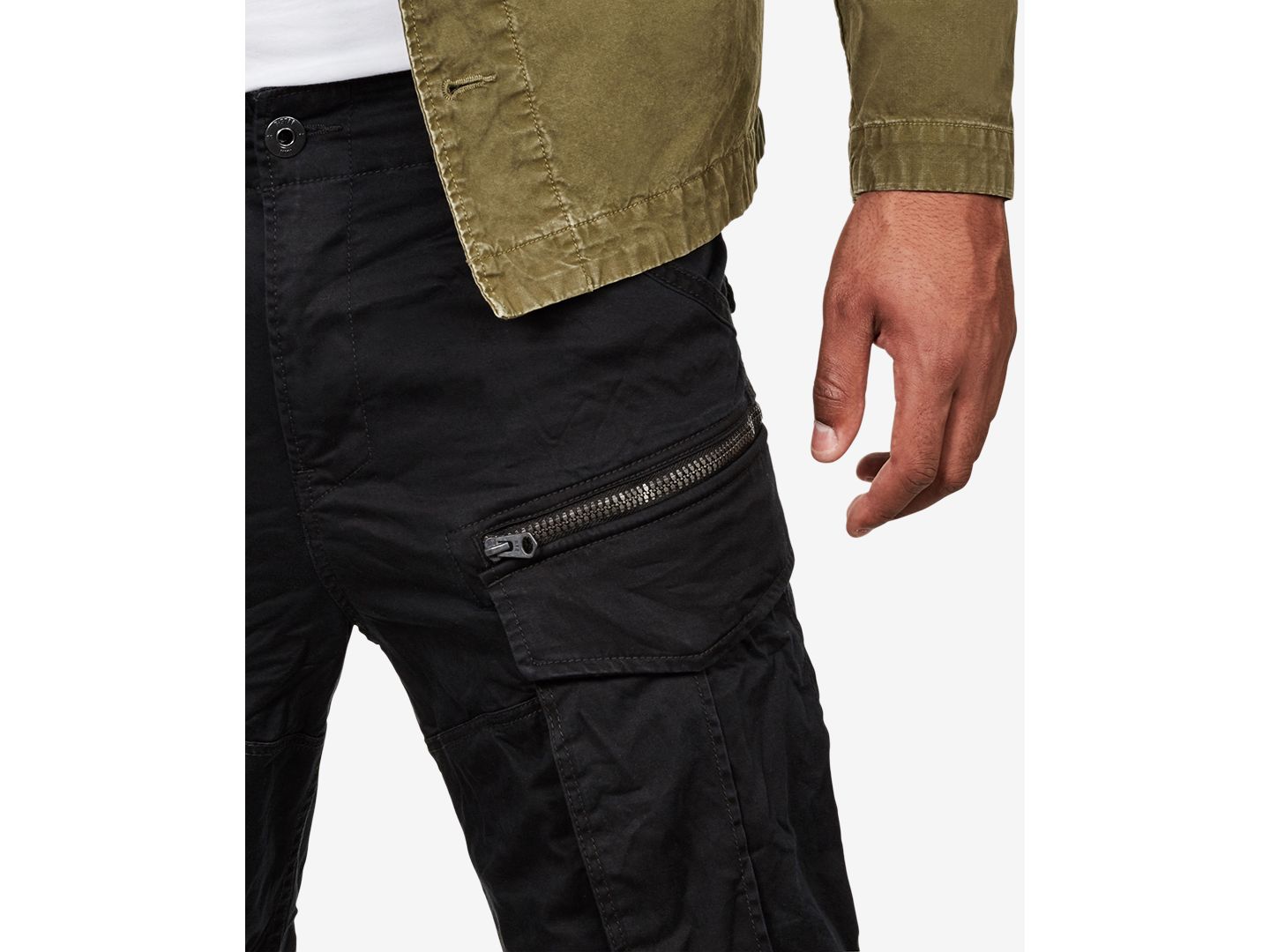 Мужские брюки G-Star Raw Rovic Zip 3D Straight Tapered Cargo Pant, цвет: Тёмный чёрный — фото 4