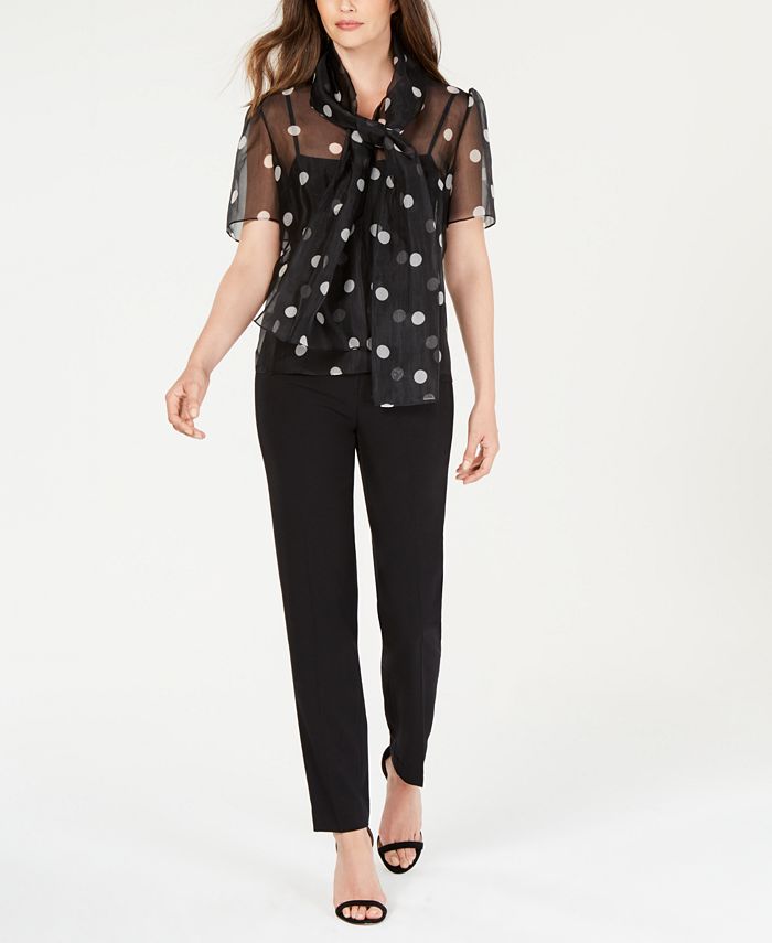 Anne Klein Silk Polka Dot Blouse Macy s