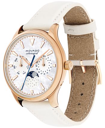 Movado Women s Swiss Heritage Series Celestograf Moonphase White