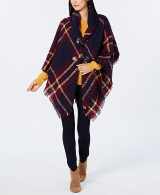 Charter Club - Boucl&eacute; Plaid Toggle Ruana