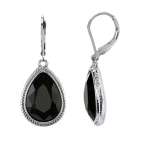 image of 2028 Silver-Tone Faceted Pearshape Drop Earrings