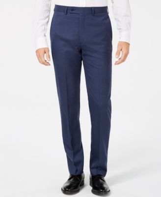 Calvin Klein - Men's Slim-Fit Blue Solid Dress Pants