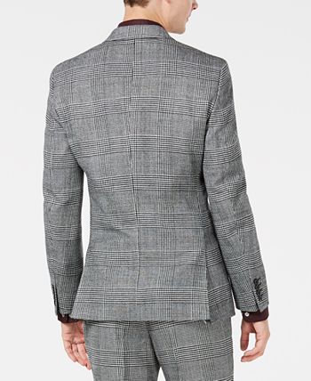 Men's Slim-Fit Black/White Plaid Suit Jacket, Created for Macy's