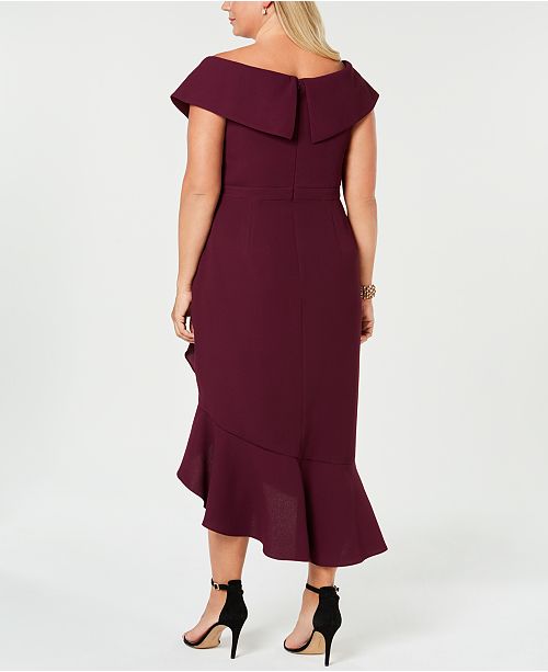 XSCAPE Plus Size Ruffled Off-The-Shoulder Dress & Reviews - Dresses - Women - Macy&#39;s