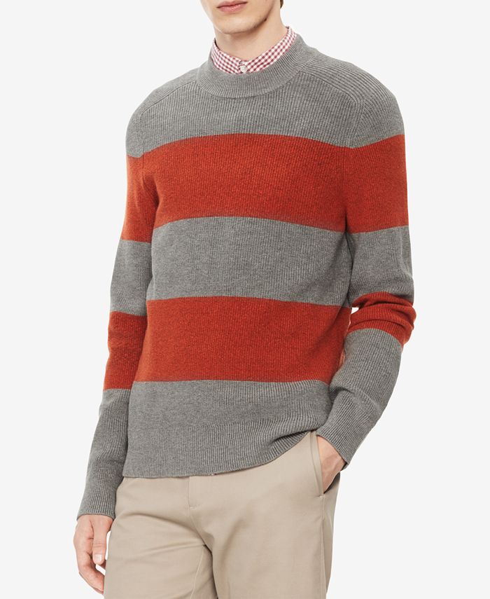 Calvin Klein Men's Mock-Neck Striped Sweater & Reviews - Sweaters - Men -  Macy's