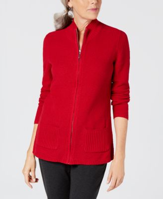 karen scott zip front sweater