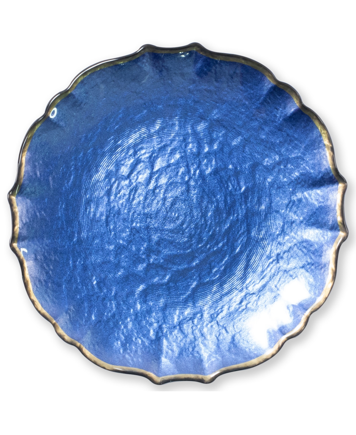 Pastel Glass Collection White Salad Plate - Cobalt