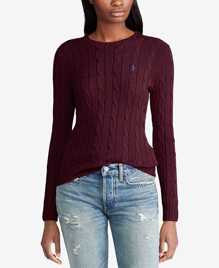 Politiek Verpersoonlijking Attent Polo Ralph Lauren Cable-Knit Cotton Sweater - Macy's
