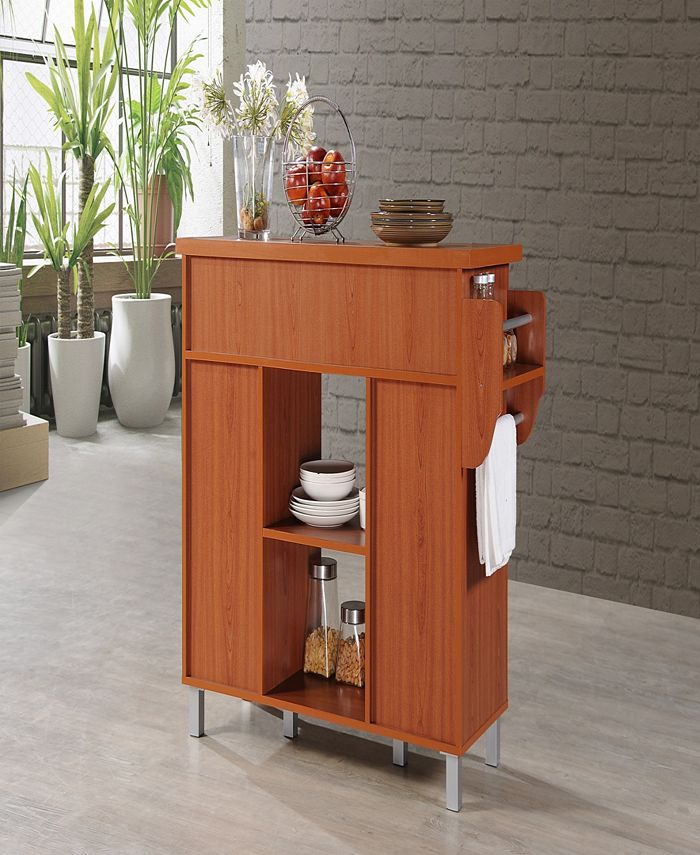Hodedah Kitchen Island with Spice Rack plus Towel Holder in Cherry Macy's