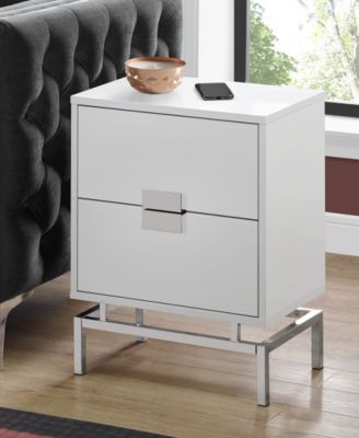 Chrome Metal 24" Accent Table in Glossy White