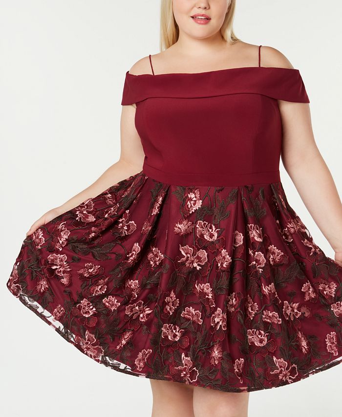 Morgan & Company Women's Plus Size One-Shouldered Dress Red Size 18W