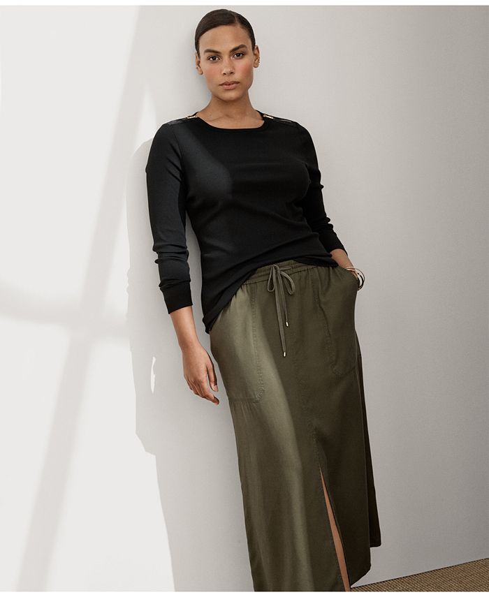 Lauren Ralph Lauren Plus Size Twill Maxiskirt - Macy's