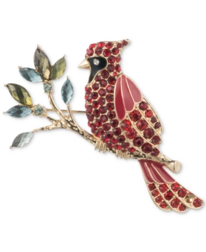 image of Anne Klein Gold-Tone Crystal Multicolor Cardinal Pin, Created for Macy-s