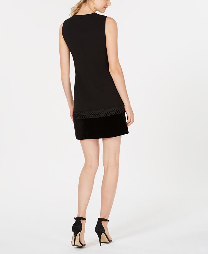 Calvin Klein Velvet-Trim Shift Dress - Macy's